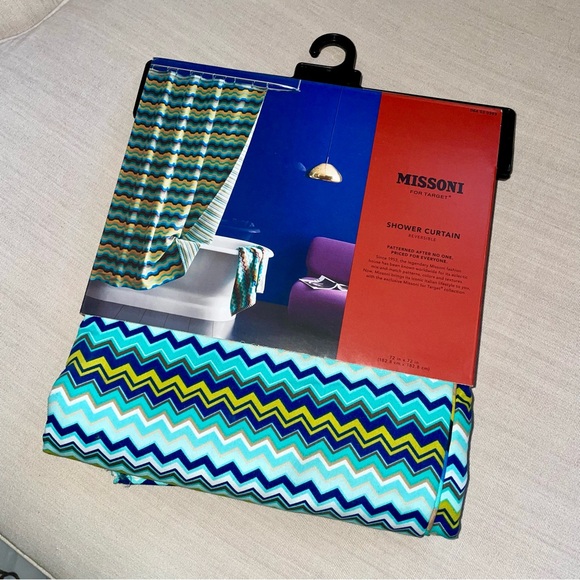 Missoni X Target Rare Designer Shower Curtain Reversible Chevron Zig Zag Limited